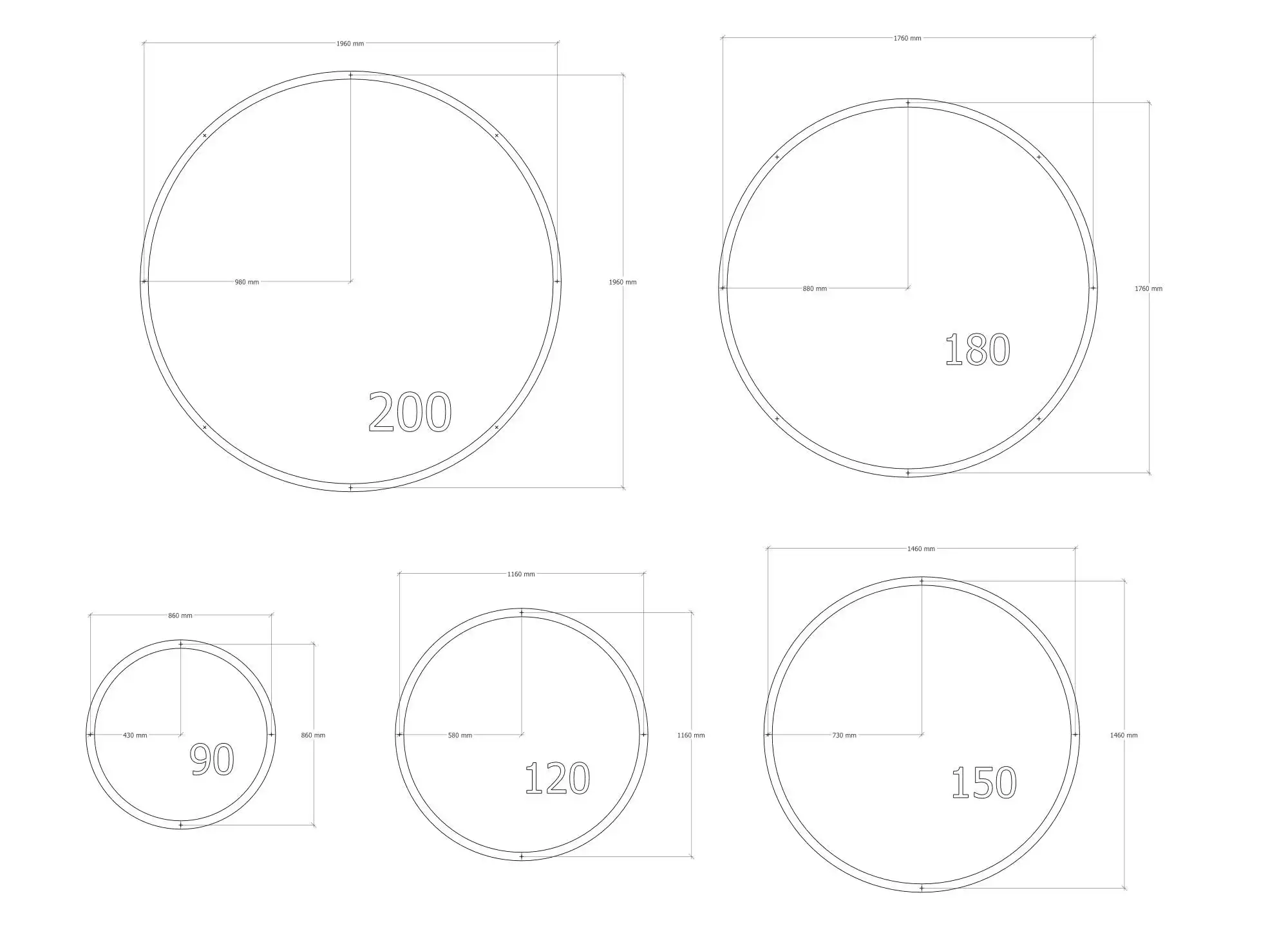 Dimensions suspensions acoustiques ROTA